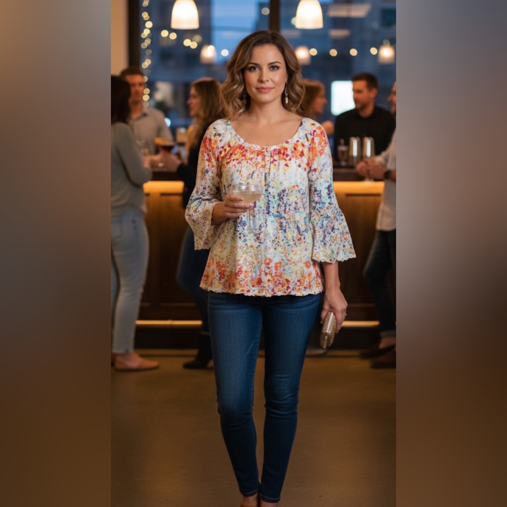 Westbound floral peasant top size  XL‎